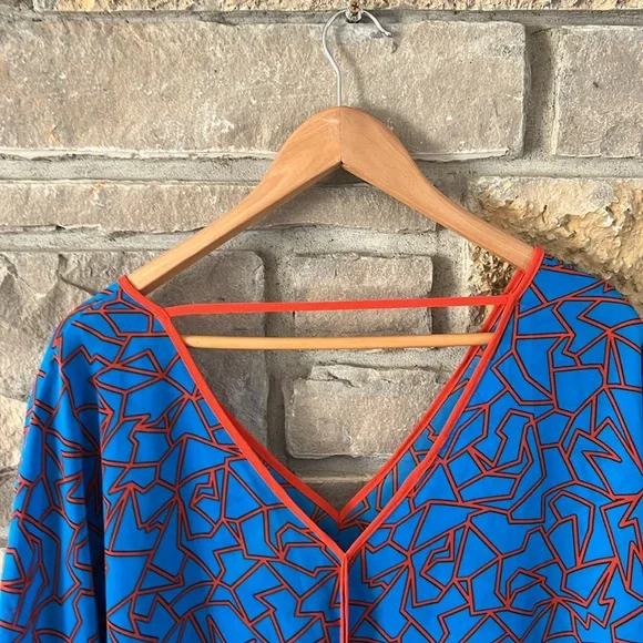 Miss Tina by Tina Knowles Blue & Orange Bat Wing Top Size XL - Picture 9 of 11
